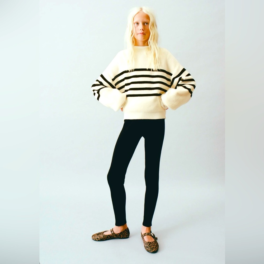 NWT ZARA Rib leggings with elastic waistband Sz 10